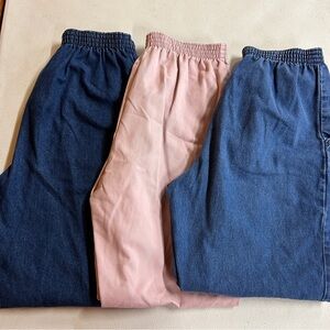 Vintage Chic Denim and Pink Pants Set - Size 8 Petite